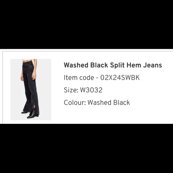 Washed Black Split Hem Jeans - Picture 1 of 1